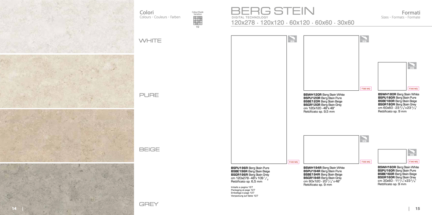Carrelage - Berg Stein - Rectifié - plusieurs tailles