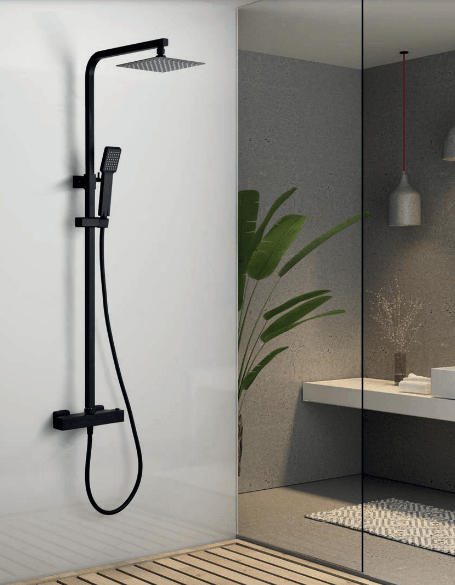 Ensemble de douche thermostatique série Vigo Noir mat - Robinets
