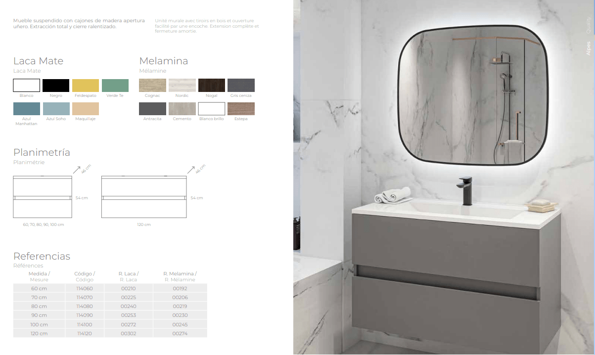 NOUVELLES - Collection Alpes - Meuble salle de bain sans vasque - plusieurs tailles - Meubles sans vasque