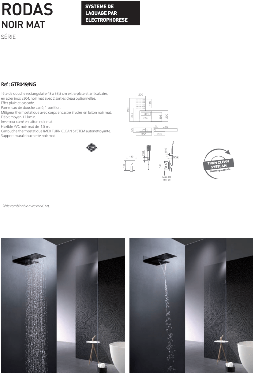 Set de douché encastrée Rodas Noir mat - Robinets