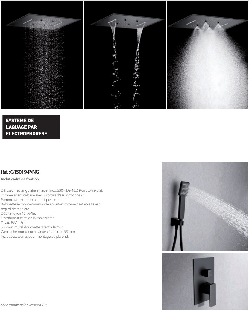 Set de douché encastrée Sumatra Noir mat - Robinets
