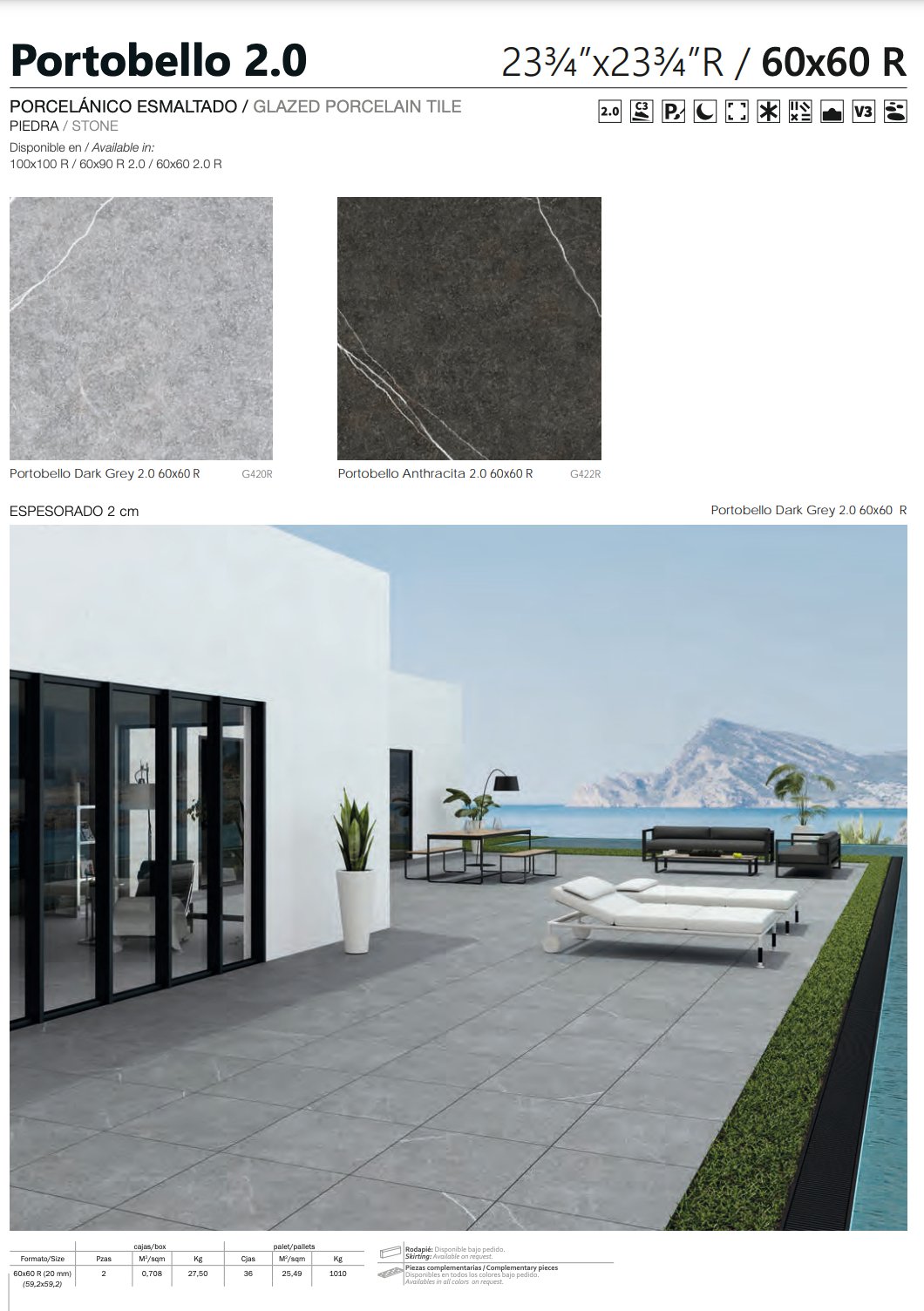 Carrelage - Ceramica NANOTECH PORTOBELLO Rectifié 60x60 - Dalle 20mm - Carrelage sol