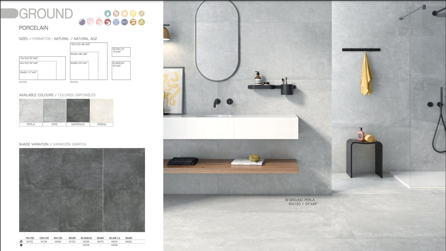 Carrelage - GROUND Porcelaine - Rectifié - Mate - Carrelage