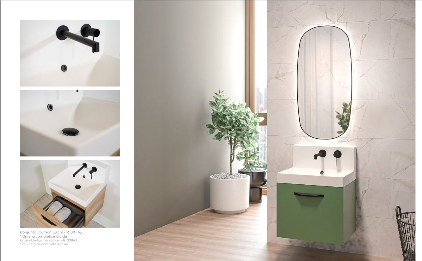 Collection Tournon - Meuble salle de bain sans vasque - mesure réduite 60.70.80.90.100.120 - Meubles sans vasque
