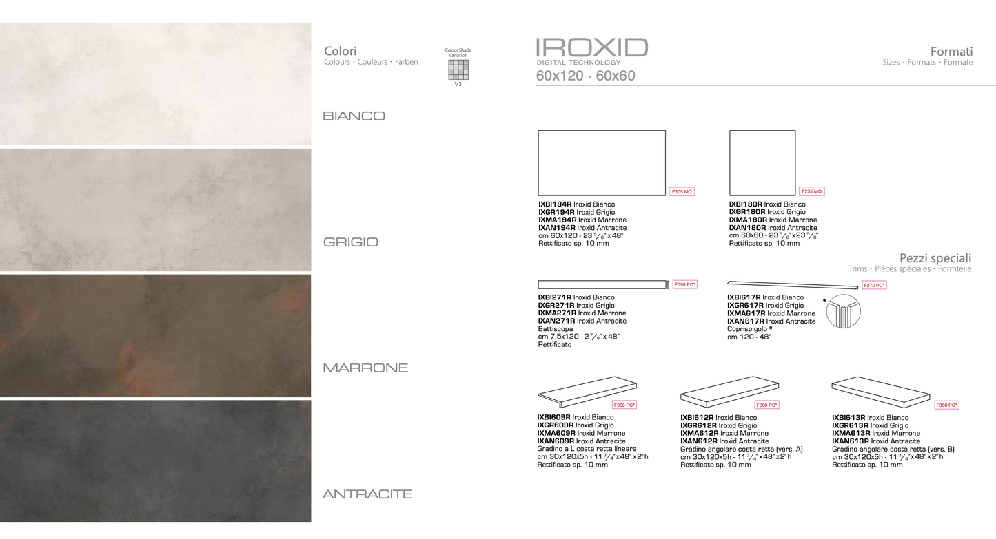 Carrelage - Iroxid - Rectifié - plusieurs tailles