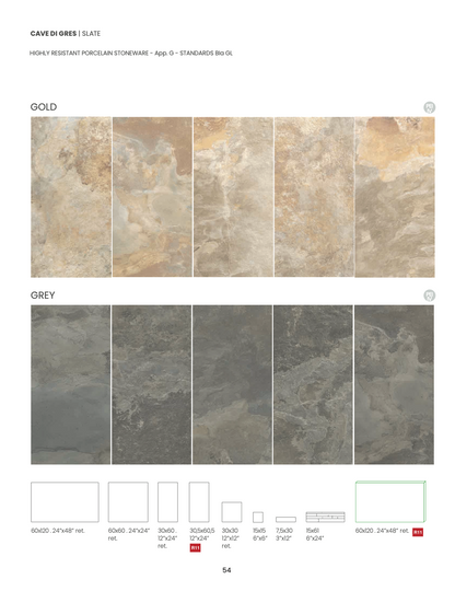 Carrelage - Slate - Rectifié - plusieurs couleurs