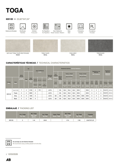 Carrelage - Toga - Rectifié - Porcelaine - Plusieurs couleurs