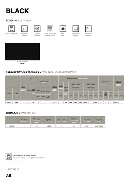 Carrelage - Black - Porcelaine - Plusieurs tailles