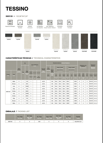 Carrelage - Tessino - Porcelaine - Plusieurs couleurs