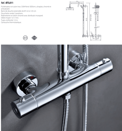 Ensemble de douche thermostatique série Londres - Robinets