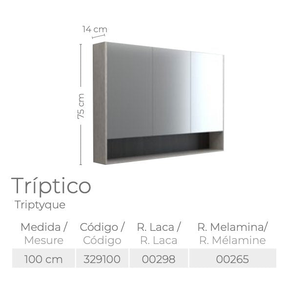 Armoire de toilette Triptyque Laque mate Infinity Carrelage