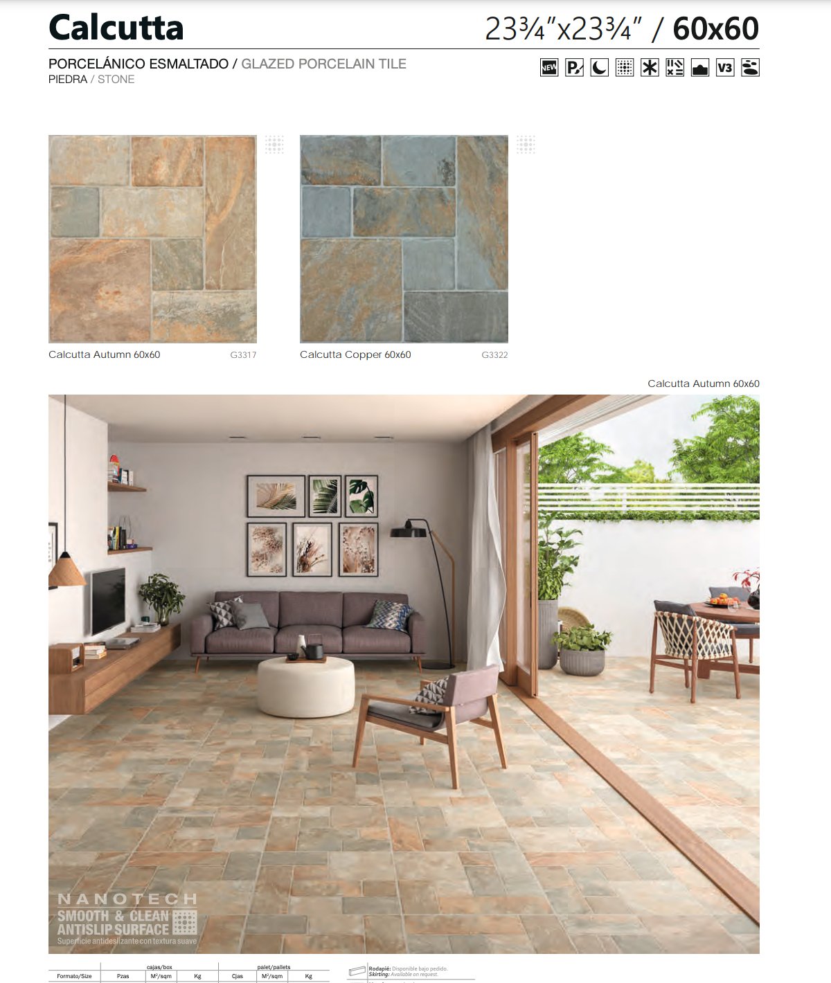 Carrelage - Ceramica CALCUTTA AUTUMN - 60X60 - Nanotech - Carrelage sol