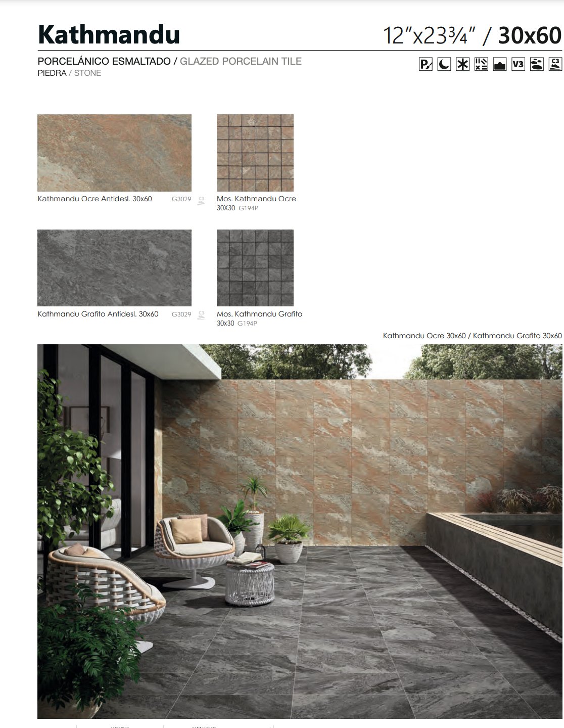 Carrelage - Ceramica KATMANDU - Antidérapant - variant Mosaïque - Carrelage sol