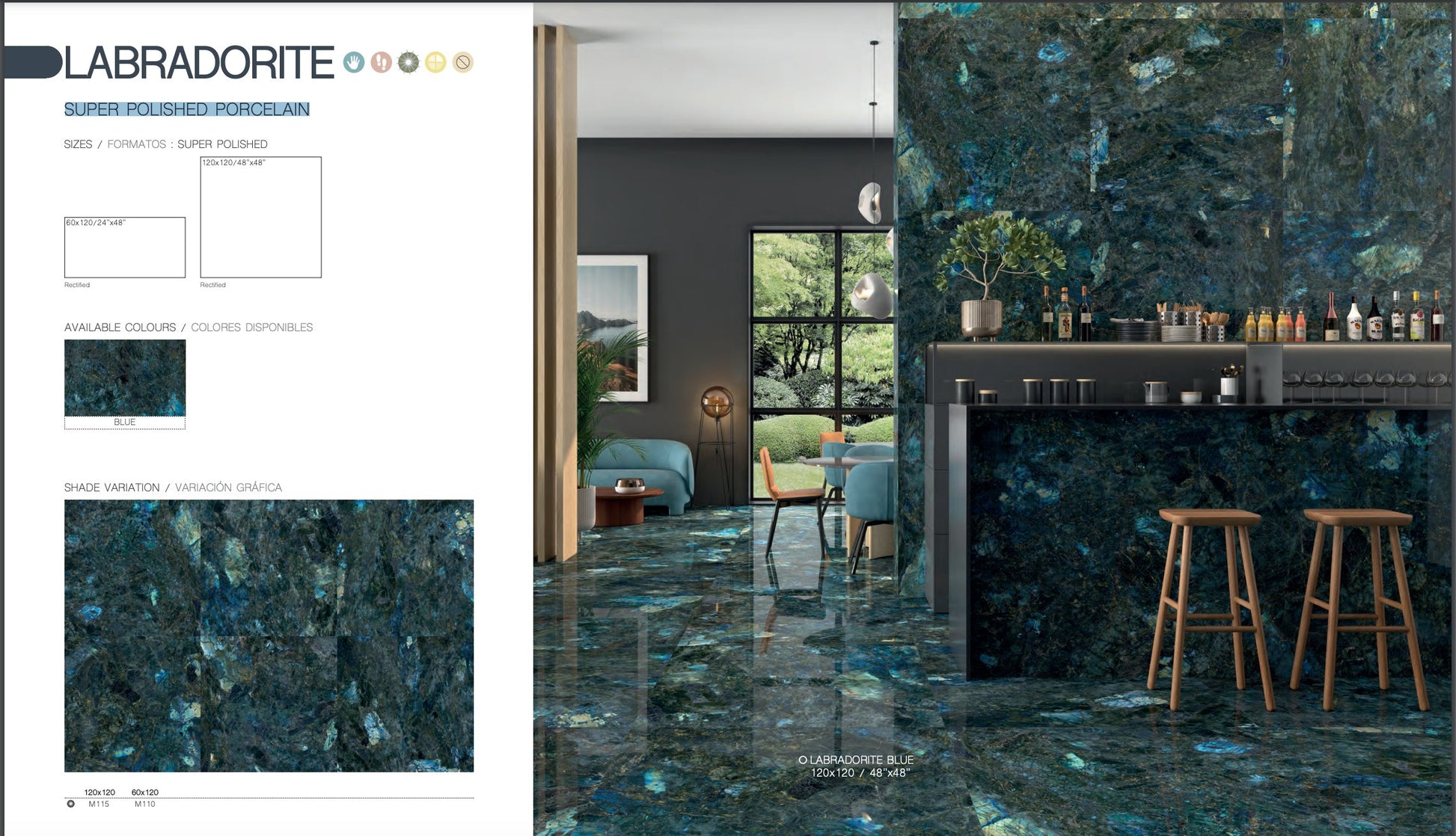 Carrelage - LABRADORITE Porcelaine Super Poli - Rectifié - Carrelage