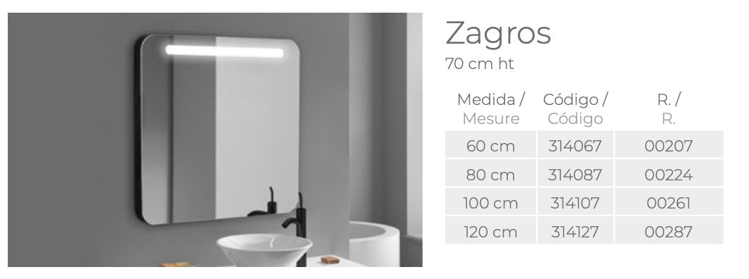 Équipement salle de bain - Miroir LED - Zagros - Miroir LED